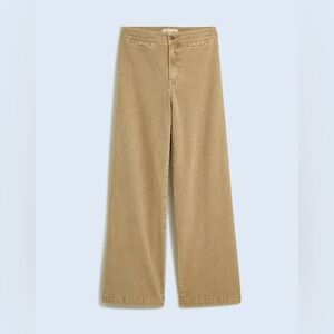Madewell the curvy emmett wide leg crop pant: welt pocket edition in khaki tan